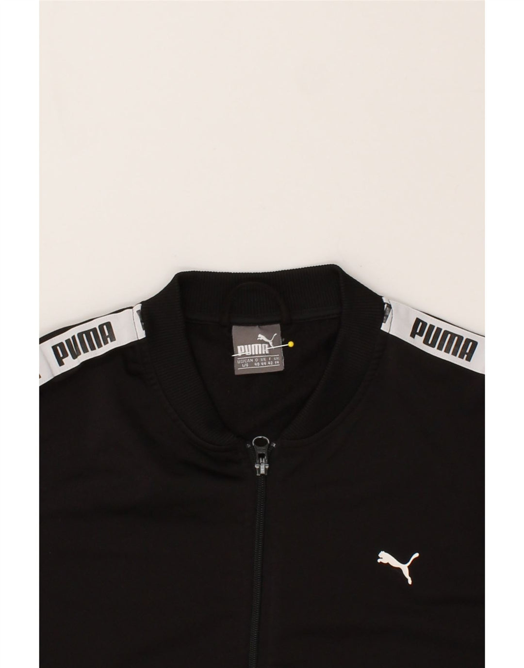PUMA Womens Graphic Tracksuit Top Jacket UK 14 Large Black Polyester Vintage Puma and Second-Hand Puma from Messina Hembry 
