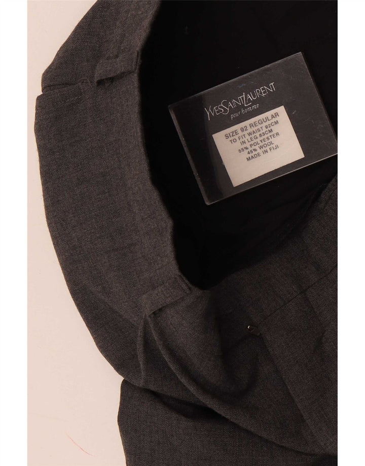 Yves Saint Laurent Mens Straight Suit Trousers W36 L30 Grey Polyester