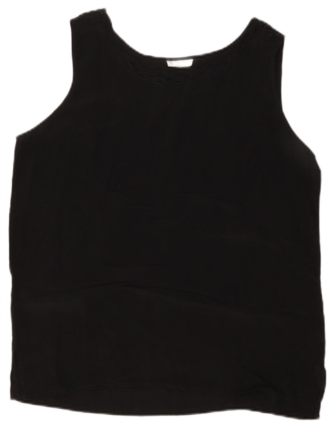 VINTAGE Womens Sleeveless Blouse Top UK 14 Medium Black Silk