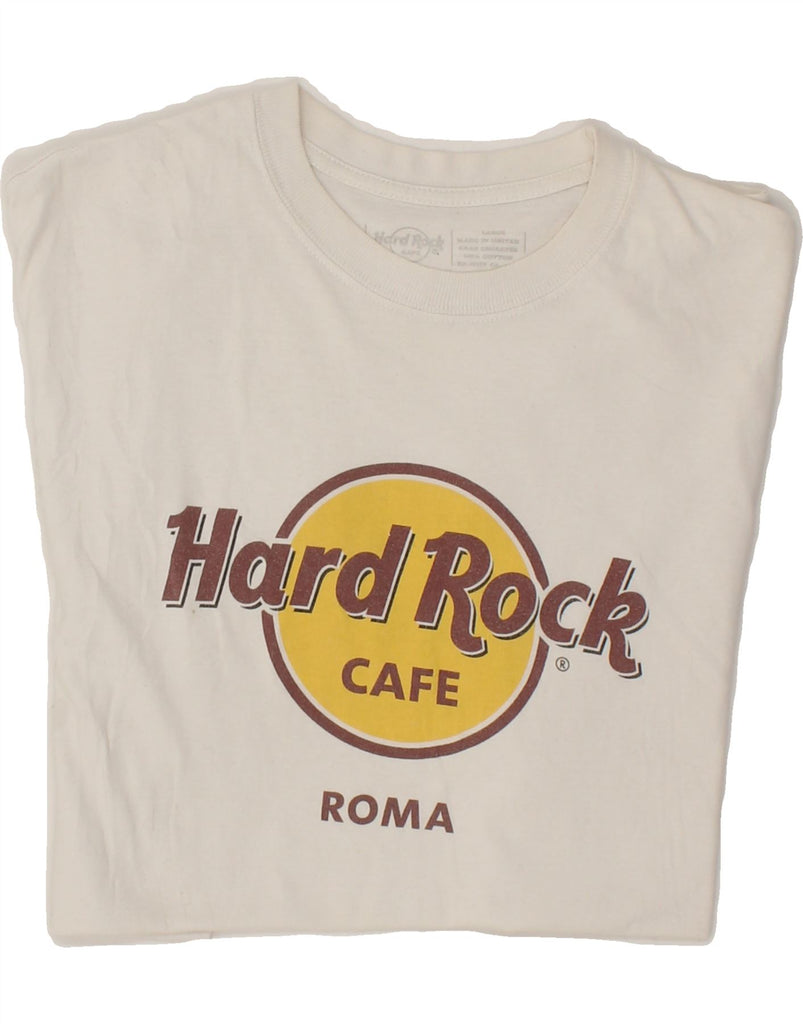 HARD ROCK CAFE Mens Roma Graphic T-Shirt Top Large White Cotton Vintage Hard Rock Cafe and Second-Hand Hard Rock Cafe from Messina Hembry 