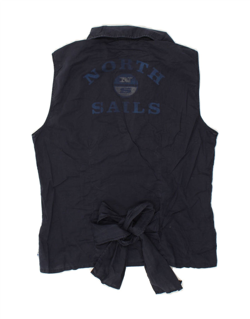 NORTH SAILS Womens Sleeveless Pullover Shirt UK 12 Medium Navy Blue Cotton | Vintage North Sails | Thrift | Second-Hand North Sails | Used Clothing | Messina Hembry 