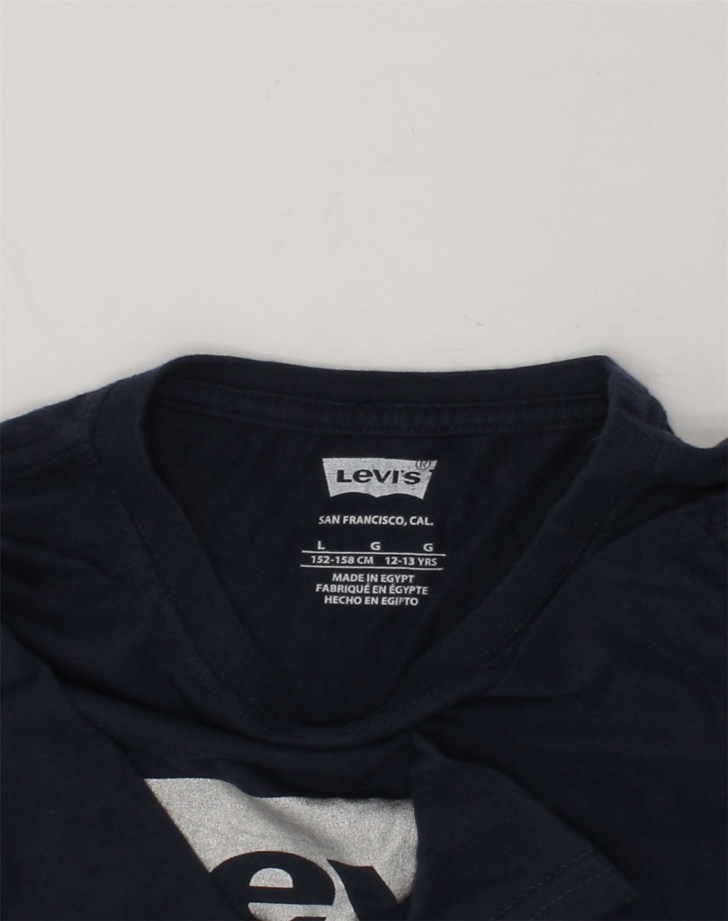 LEVI'S Boys Graphic T-Shirt Top 12-13 Years Large Navy Blue Cotton | Vintage Levi's | Thrift | Second-Hand Levi's | Used Clothing | Messina Hembry 