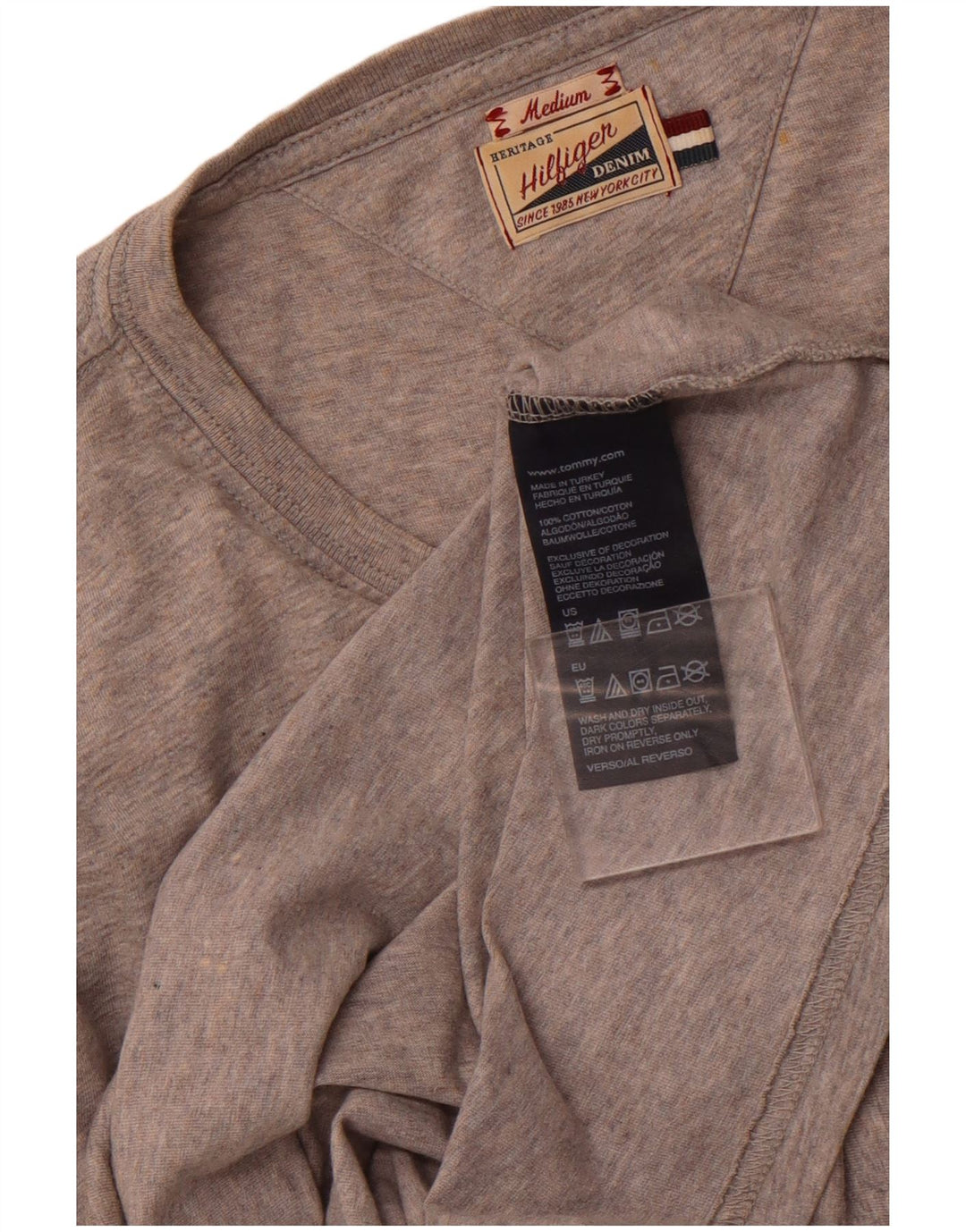 TOMMY HILFIGER Mens Heritage Graphic Top Long Sleeve Medium Grey Cotton