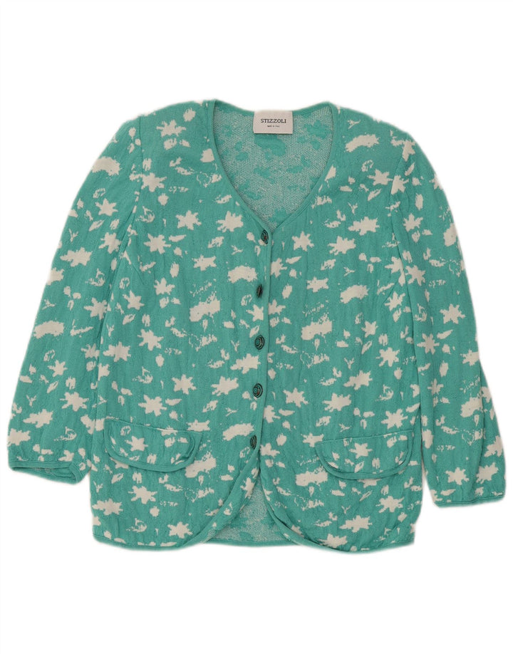 STIZZOLI Womens Abstract Pattern Cardigan Sweater UK 16 Large Green