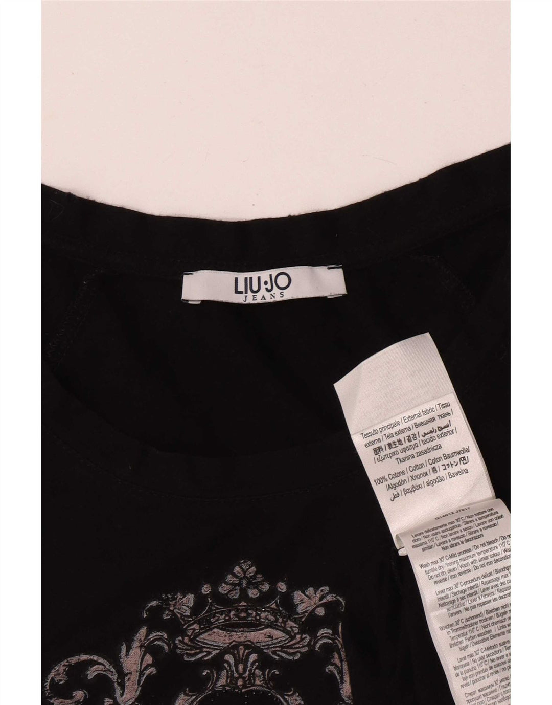 Liu Jo Womens Graphic Vest Top UK 10 Small Black Cotton