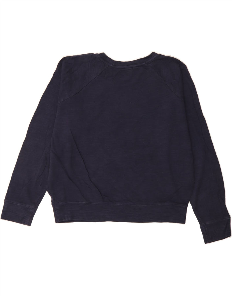 J. CREW Womens Oversized Sweatshirt Jumper UK 14 Medium Navy Blue Cotton Vintage J. Crew and Second-Hand J. Crew from Messina Hembry 