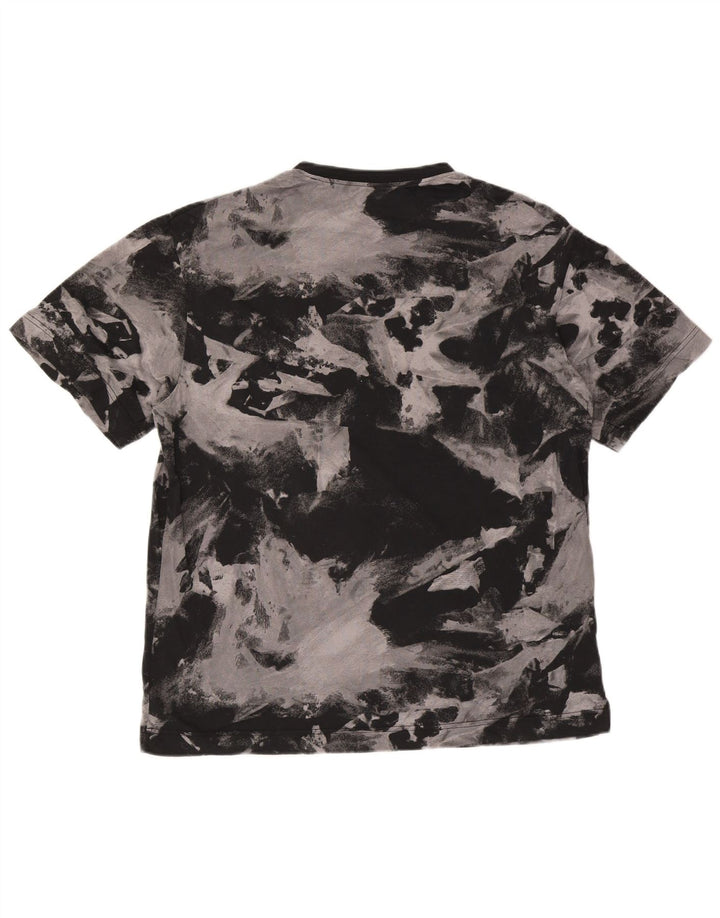 Reebok Mens Abstract Pattern T-Shirt Top Large Black Cotton