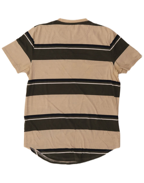 HOLLISTER Mens T-Shirt Top XL Beige Striped Cotton