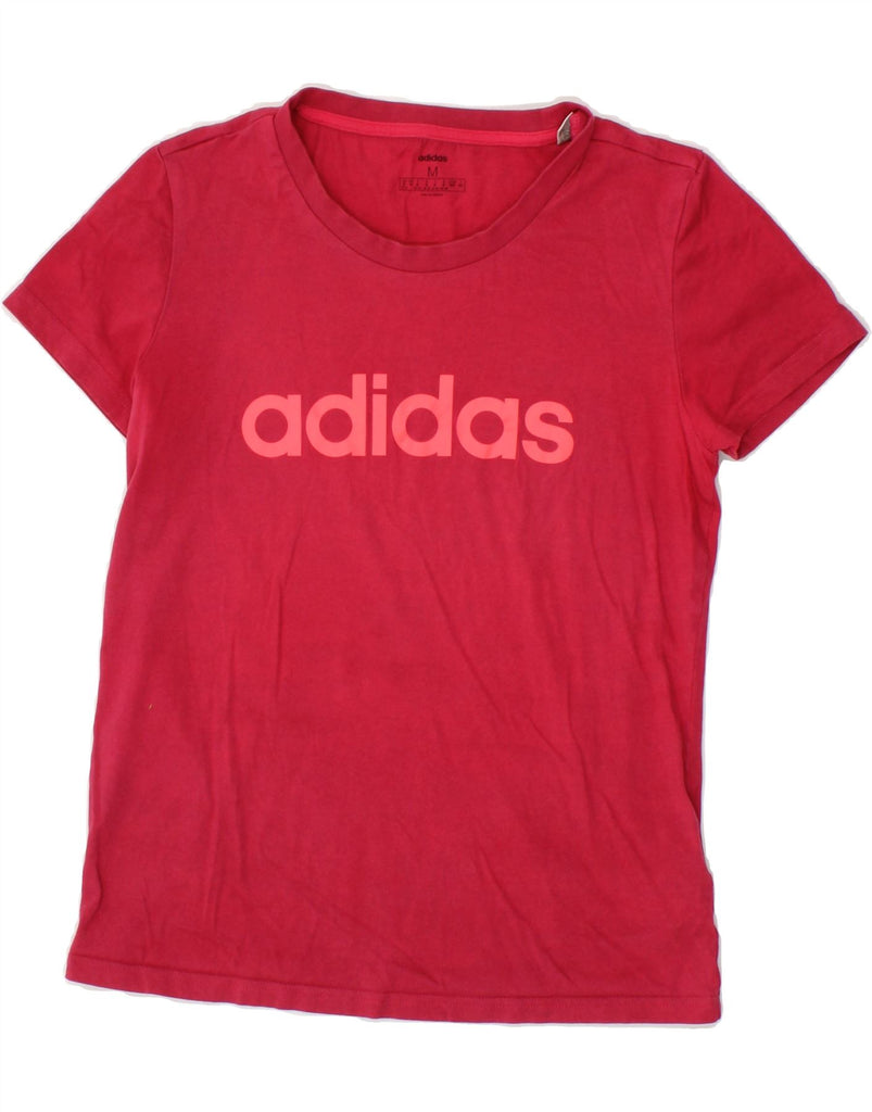 ADIDAS Womens Graphic T-Shirt Top UK 12 Medium Red Cotton | Vintage Adidas | Thrift | Second-Hand Adidas | Used Clothing | Messina Hembry 