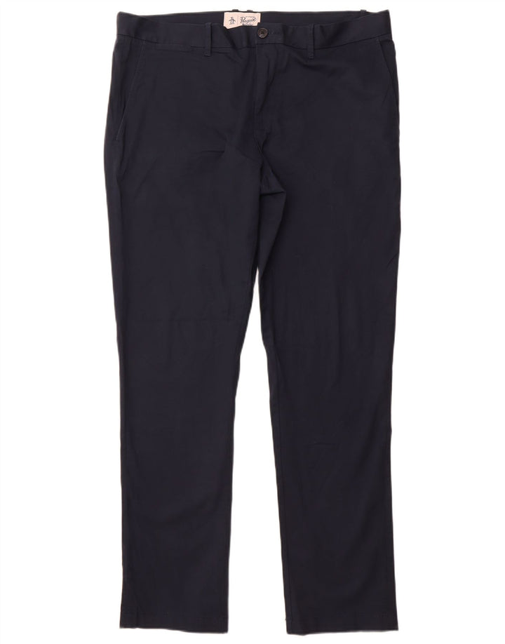 PENGUIN Mens Slim Chino Trousers W36 L32 Navy Blue