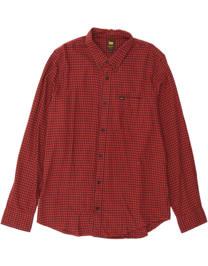 LEE Mens Flannel Shirt XL Red Gingham Cotton Vintage Lee and Second-Hand Lee from Messina Hembry 