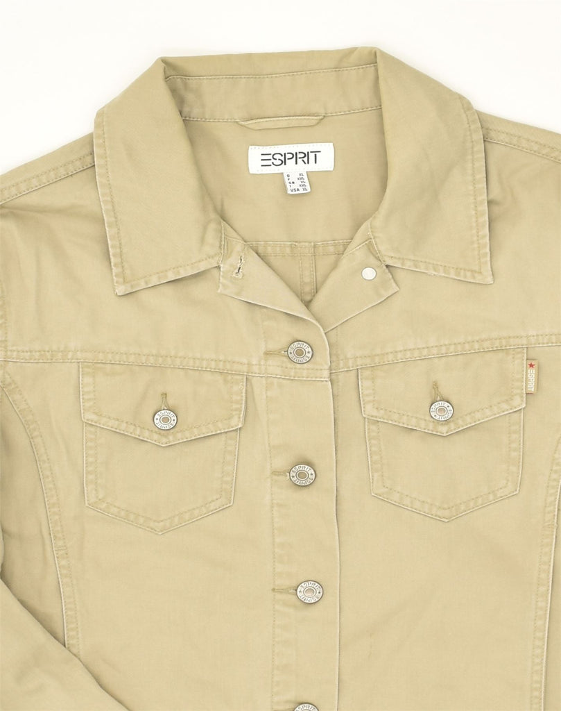 ESPRIT Womens Crop Denim Jacket UK 18 XL Beige Cotton | Vintage Esprit | Thrift | Second-Hand Esprit | Used Clothing | Messina Hembry 