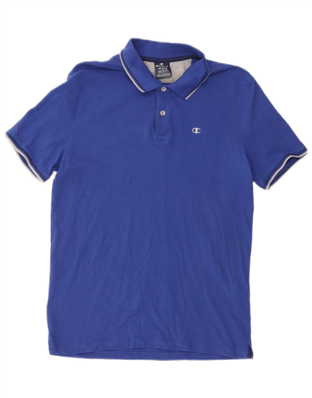 Champion Mens Polo Shirt Medium Blue Cotton