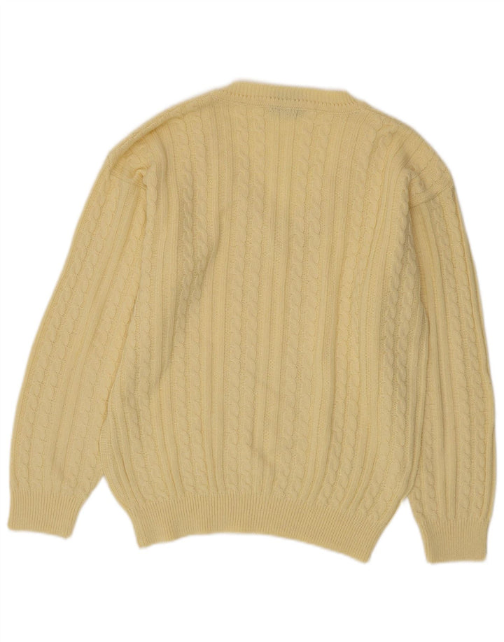 Vintage Mens V-Neck Jumper Sweater Medium Yellow Cotton