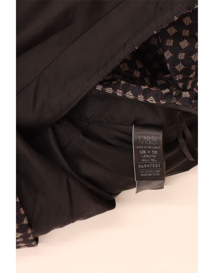 Marks & Spencer Womens Straight Skirt UK 10 Small W30 Black Geometric