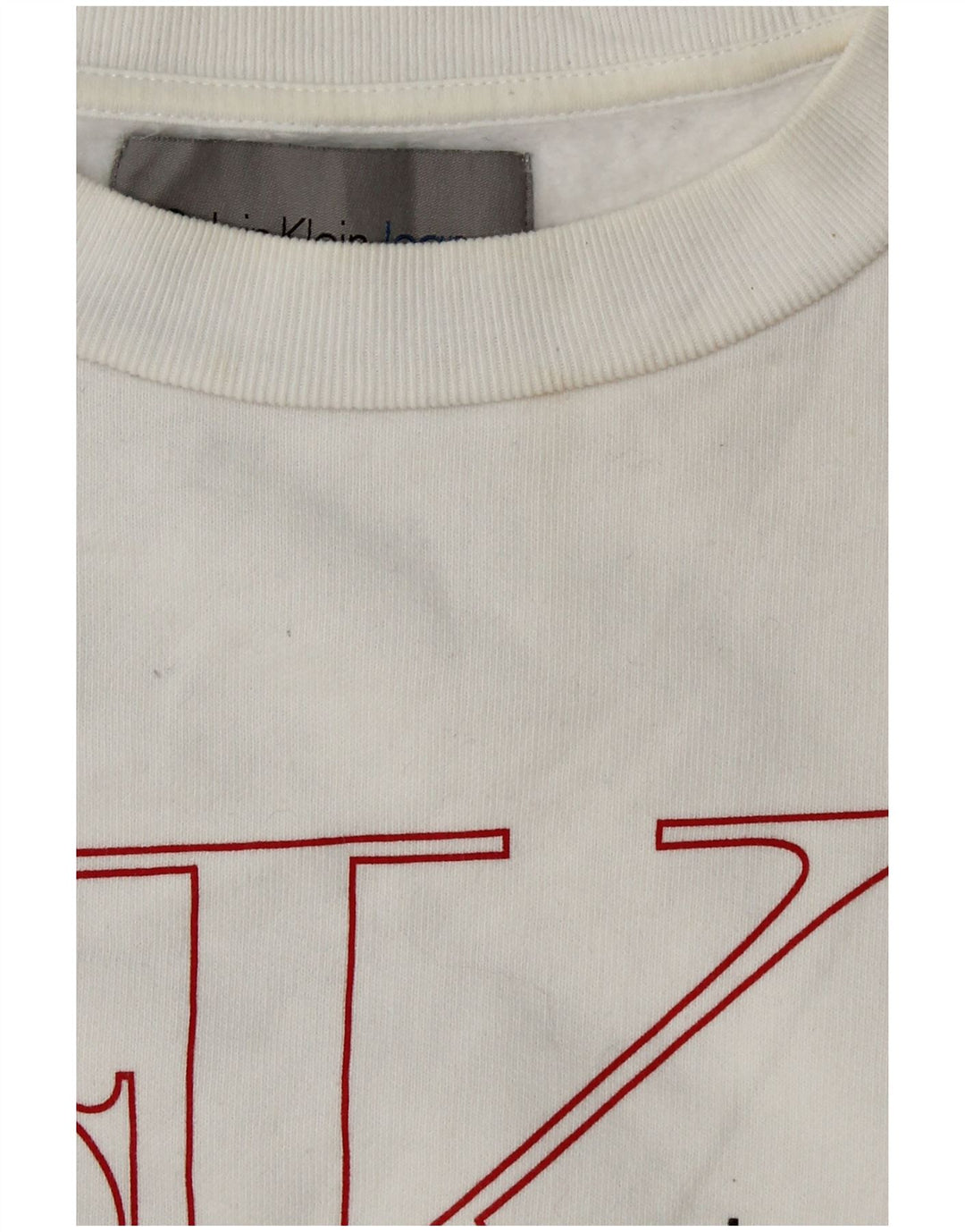 CALVIN KLEIN JEANS Womens Crop Graphic Sweatshirt Jumper UK 6 XS White