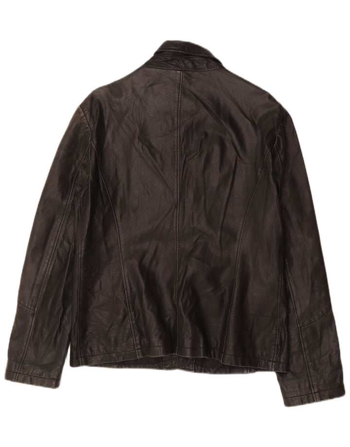Vintage Womens Leather Jacket UK 14 Medium Black Leather