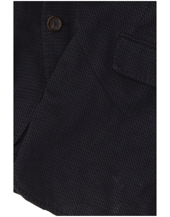 Massimo Dutti Mens 2 Button Blazer Jacket EU 52 Large Navy Blue Geometric
