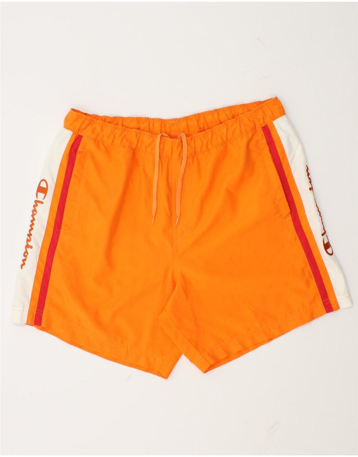 Champion Mens Graphic Swimming Shorts Large  Orange Colourblock Polyester