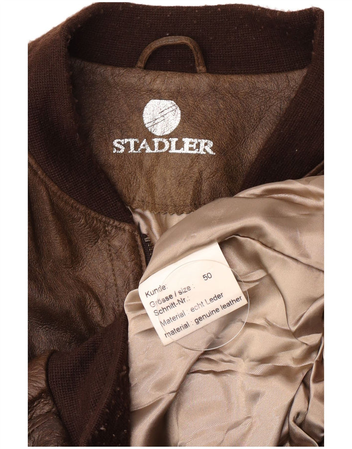 Stadler Mens Leather Bomber Jacket EU 40 Large Brown