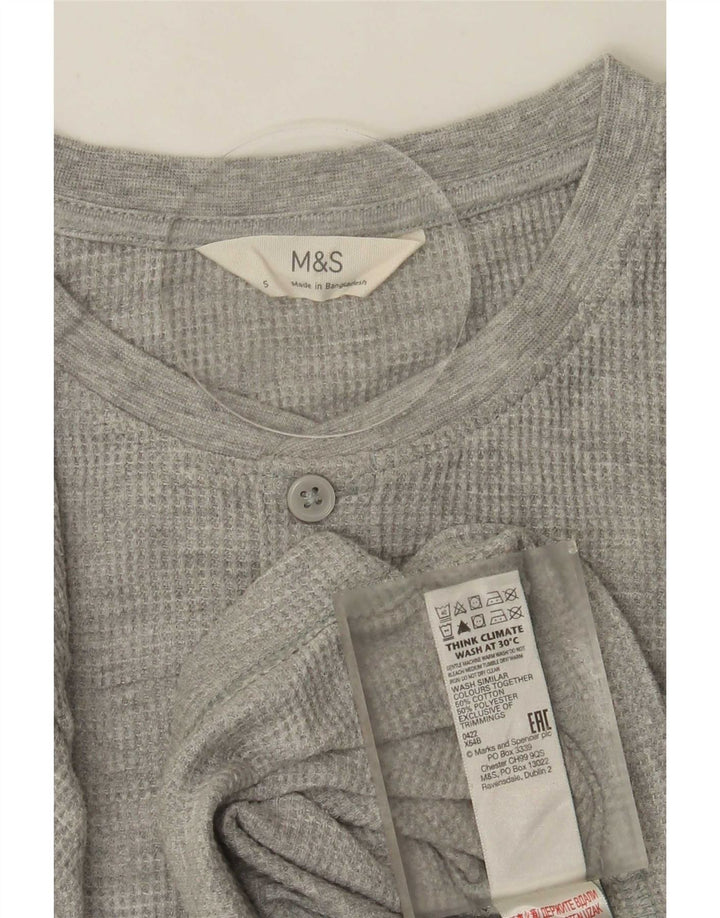 Marks & Spencer Mens Top Long Sleeve Small Grey Cotton