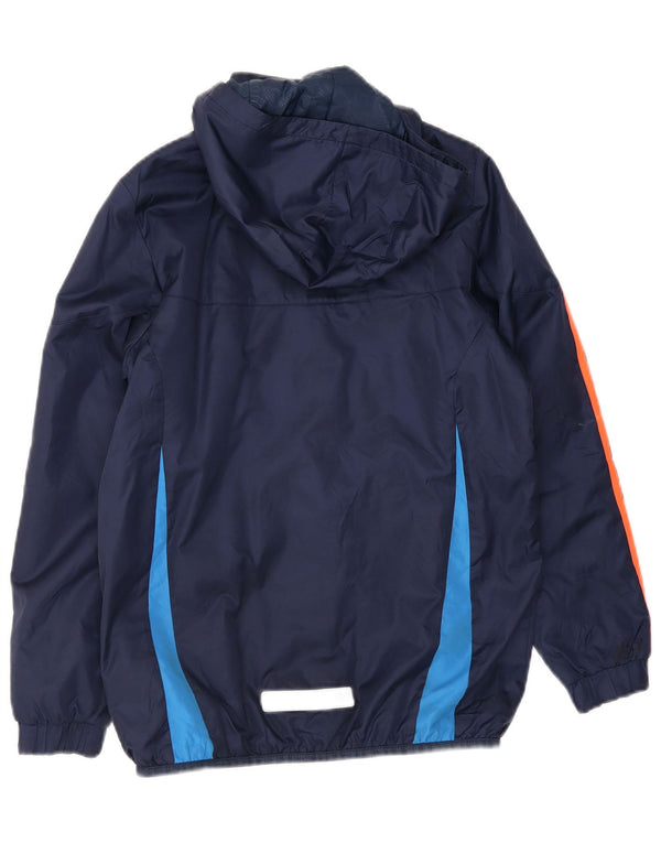 Adidas Boys Hooded Rain Jacket 13-14 Years Navy Blue Colourblock Nylon