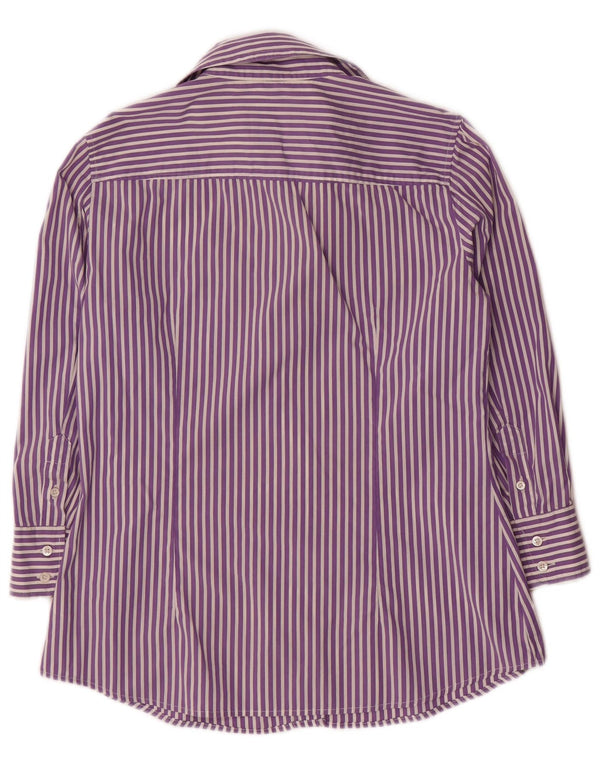 Henry Cottons Womens 3/4 Sleeve Shirt IT 44 Medium Purple Pinstripe Cotton