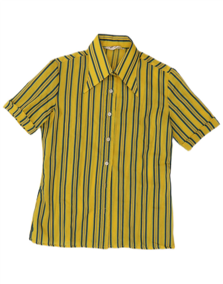 Belmonte Womens Short Sleeve Shirt Blouse IT 44 Medium Yellow Striped