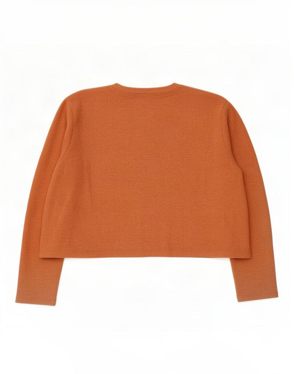 Zara Womens Crop Top Long Sleeve UK 16 Large Orange