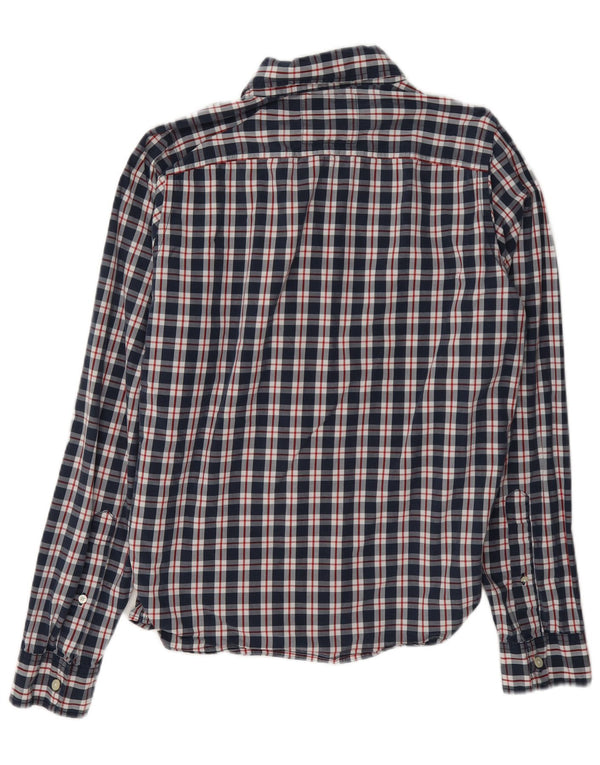 Hollister Mens Shirt Medium Navy Blue Check Cotton