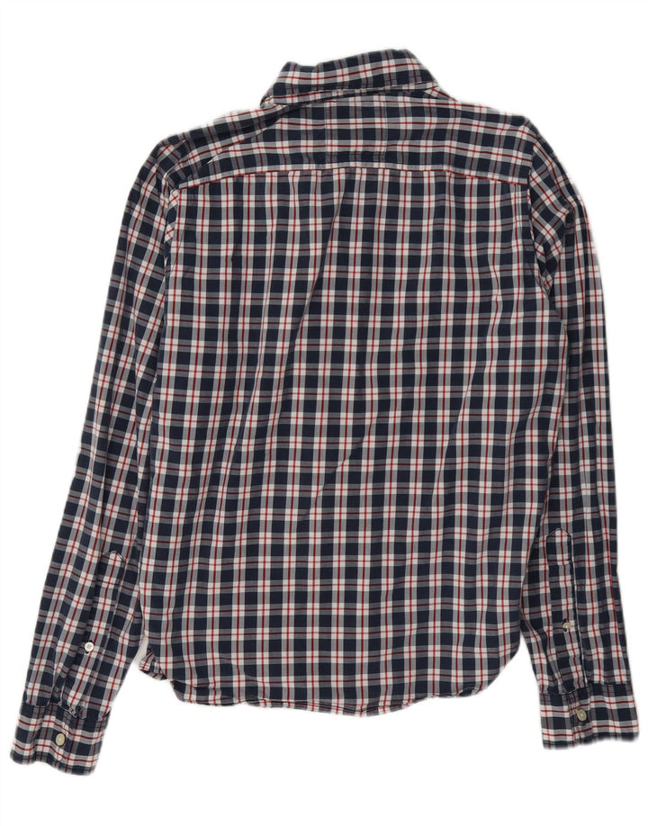 Hollister Mens Shirt Medium Navy Blue Check Cotton