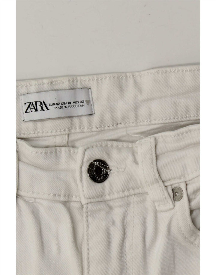 Zara Womens Straight Cropped Trousers Large W32 L25 White