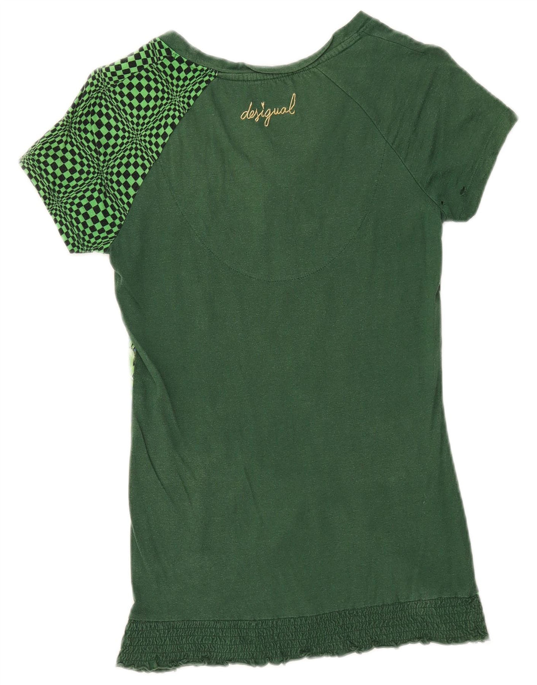 DESIGUAL Womens Graphic T-Shirt Top UK 8 Small Green Floral
