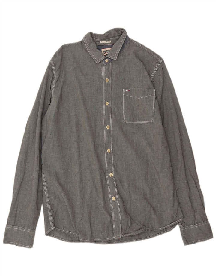 Tommy Hilfiger Mens Shirt XL Grey Houndstooth Cotton