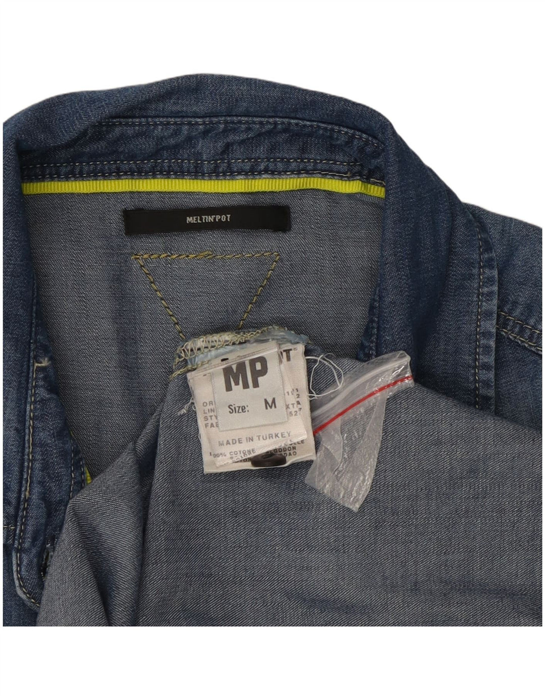 Meltin' Pot Womens Denim Shirt UK 12 Medium Blue Cotton