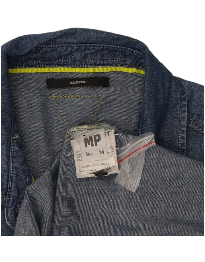 Meltin' Pot Womens Denim Shirt UK 12 Medium Blue Cotton