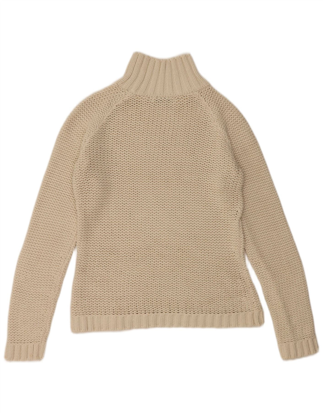 Eddie Bauer Womens Turtle Neck Jumper Sweater UK 8 Small Off White Cotton