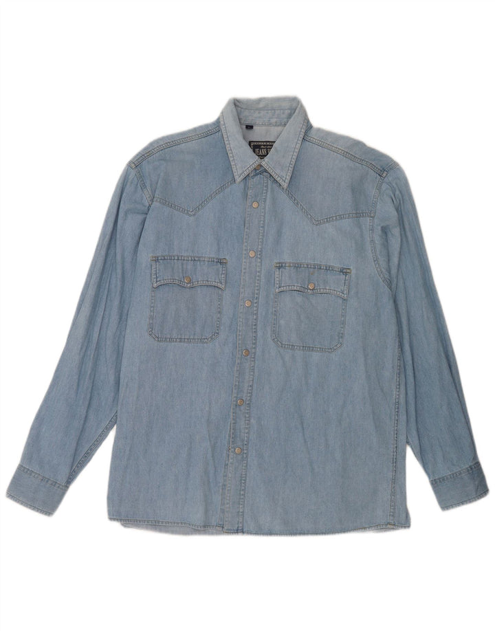 Vintage Mens Denim Shirt Large Blue Cotton