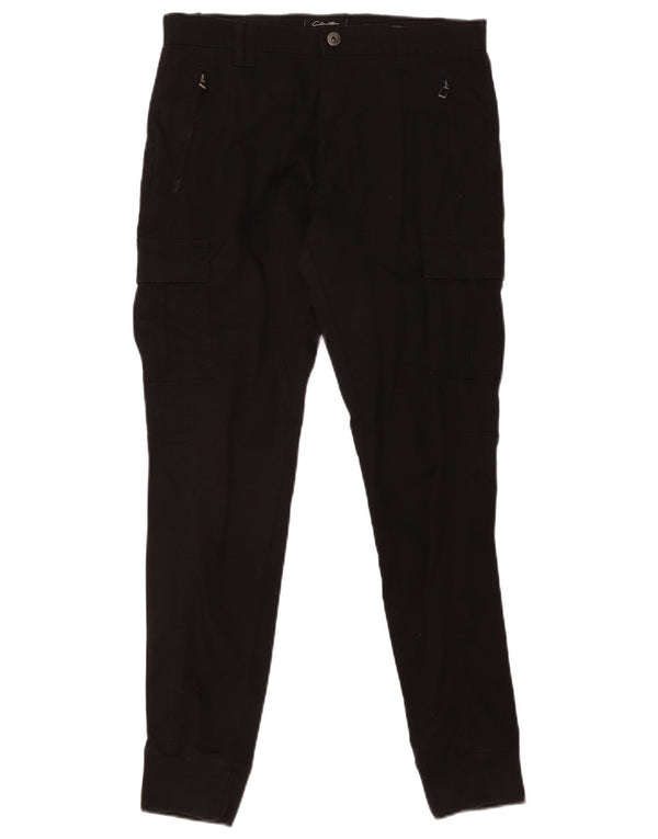 Clayton Mens Joggers Cargo Trousers IT 46 Large W32 L31 Black Cotton