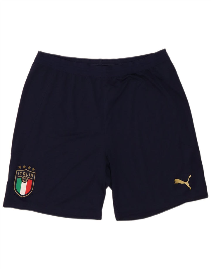 Puma Mens Italia Graphic Sport Shorts Large  Navy Blue Polyester