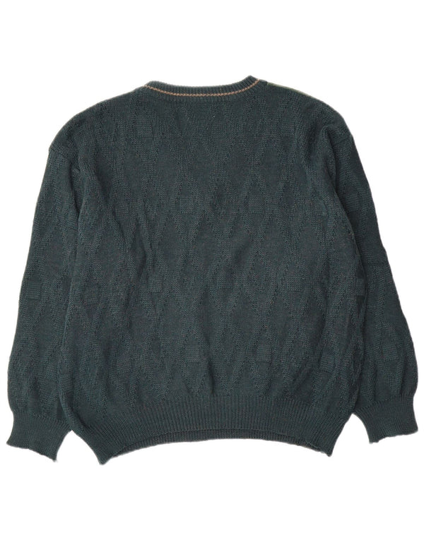 Sergio Barbieri Mens V-Neck Jumper Sweater IT 50 Medium Green