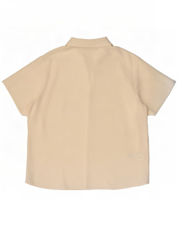 Marks & Spencer Womens Short Sleeve Shirt Blouse UK 20 2XL Beige Floral