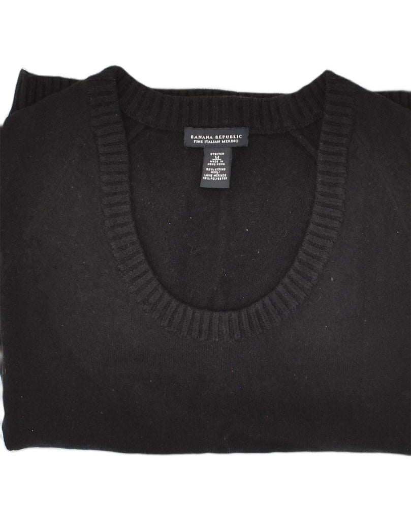 BANANA REPUBLIC Womens Crew Neck Jumper Sweater UK 12 Medium Black Wool | Vintage Banana Republic | Thrift | Second-Hand Banana Republic | Used Clothing | Messina Hembry 