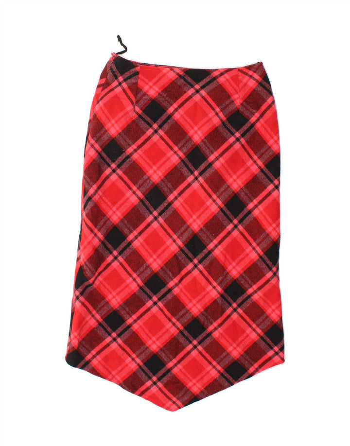 ELEMENTS Womens Straight Skirt UK 12 Medium W30 Red Plaid Polyester Vintage Elements and Second-Hand Elements from Messina Hembry 
