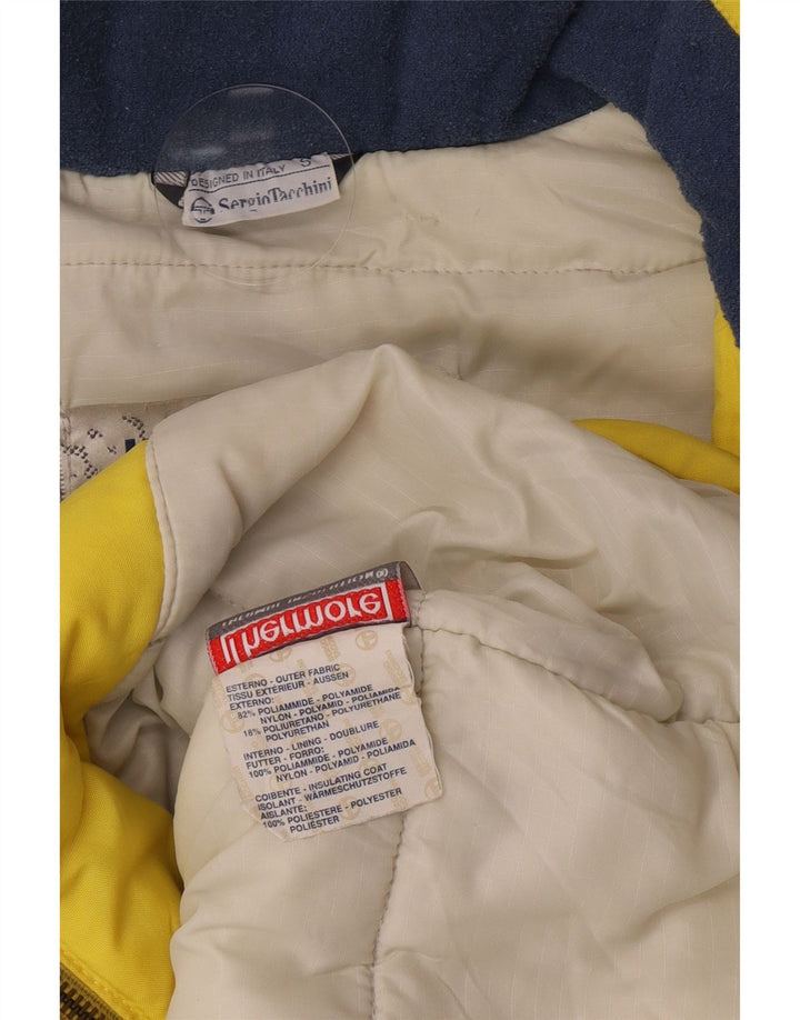 Sergio Tacchini Mens Hooded Ski Jacket UK 36 Small Yellow Colourblock
