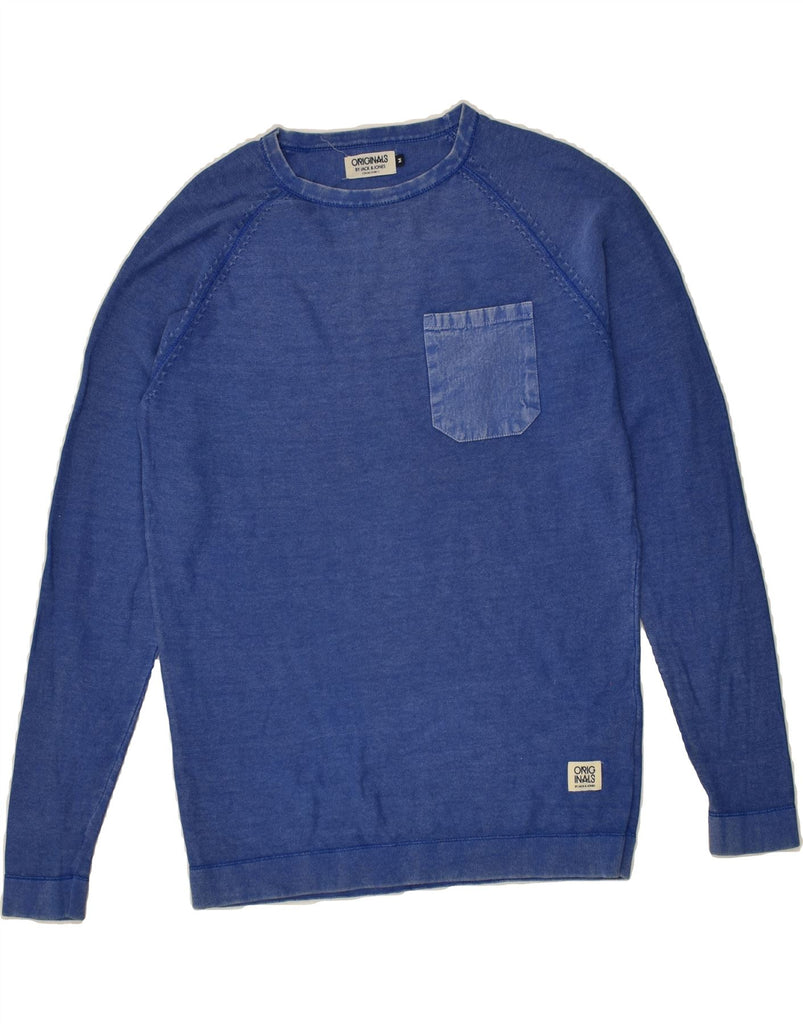 JACK & JONES Mens Crew Neck Jumper Sweater Medium Blue Cotton | Vintage Jack & Jones | Thrift | Second-Hand Jack & Jones | Used Clothing | Messina Hembry 