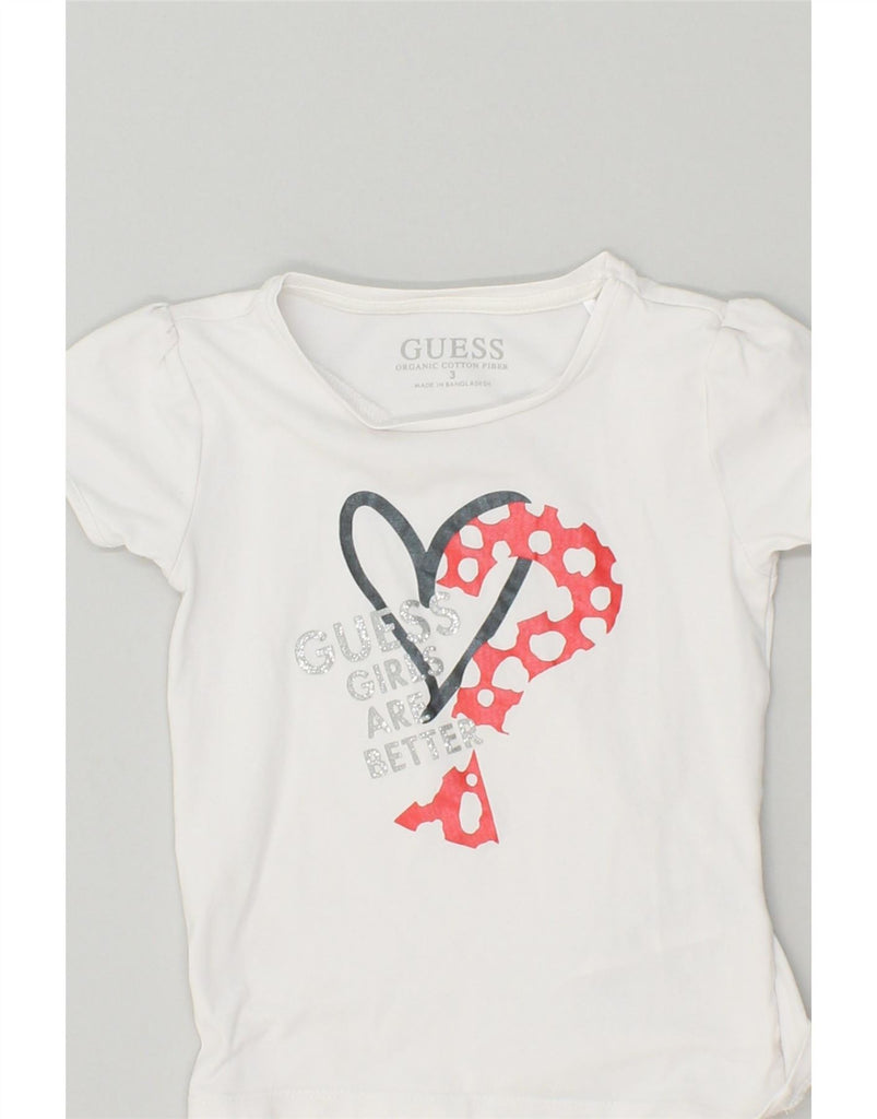 GUESS Girls Graphic T-Shirt Top 2-3 Years Off White Cotton Vintage Guess and Second-Hand Guess from Messina Hembry 