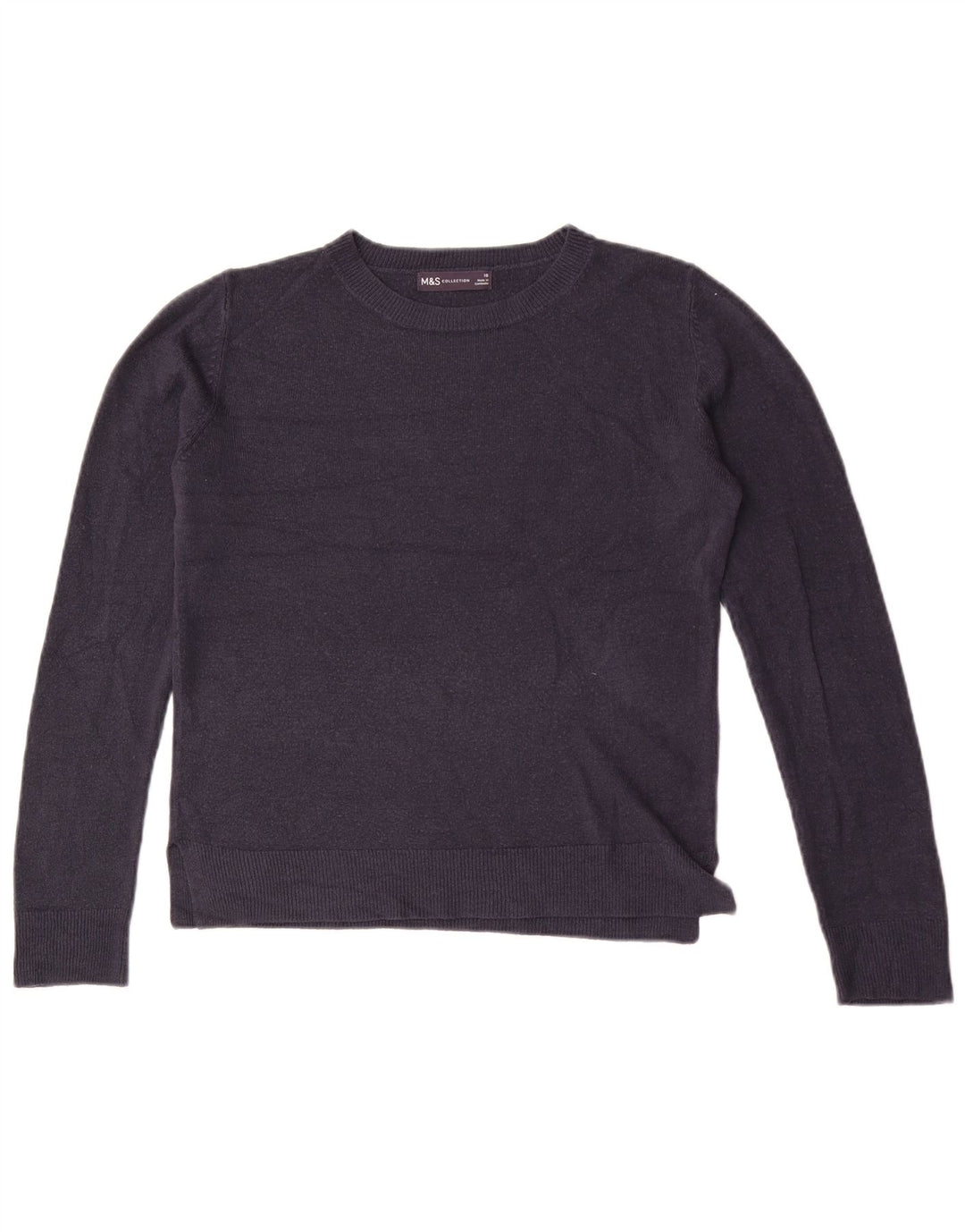 Marks & Spencer Womens Crew Neck Jumper Sweater UK 10 Small Navy Blue