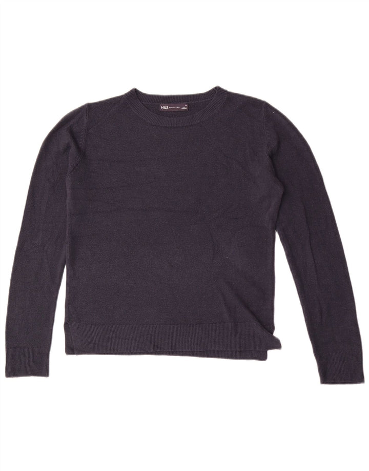Marks & Spencer Womens Crew Neck Jumper Sweater UK 10 Small Navy Blue