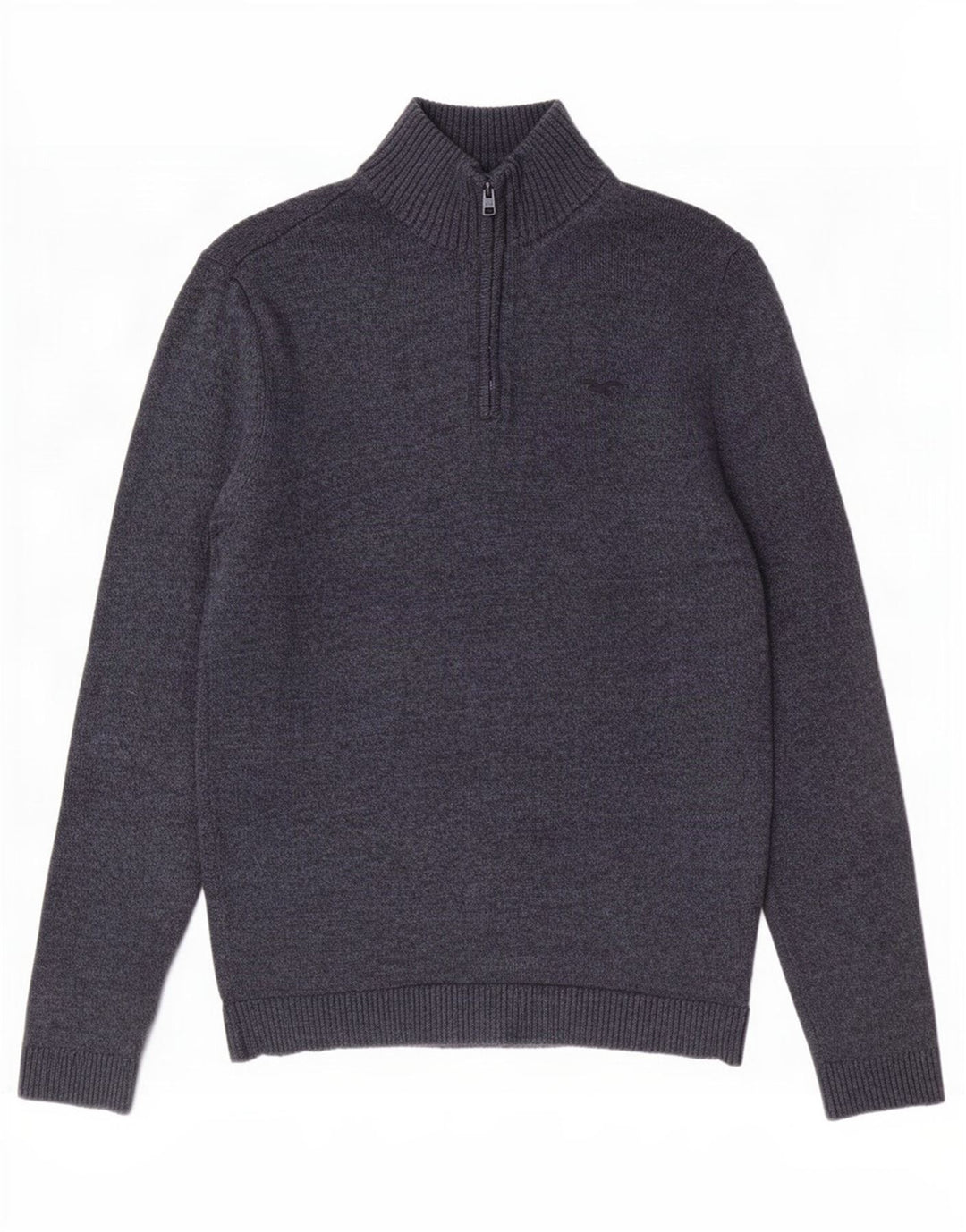 Hollister Mens Zip Neck Jumper Sweater Medium Navy Blue Cotton